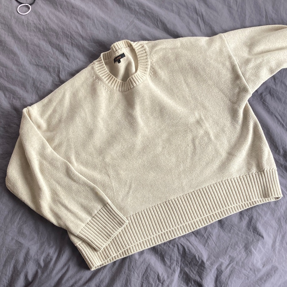 Quince Cream Boyfriend Knit Sweater